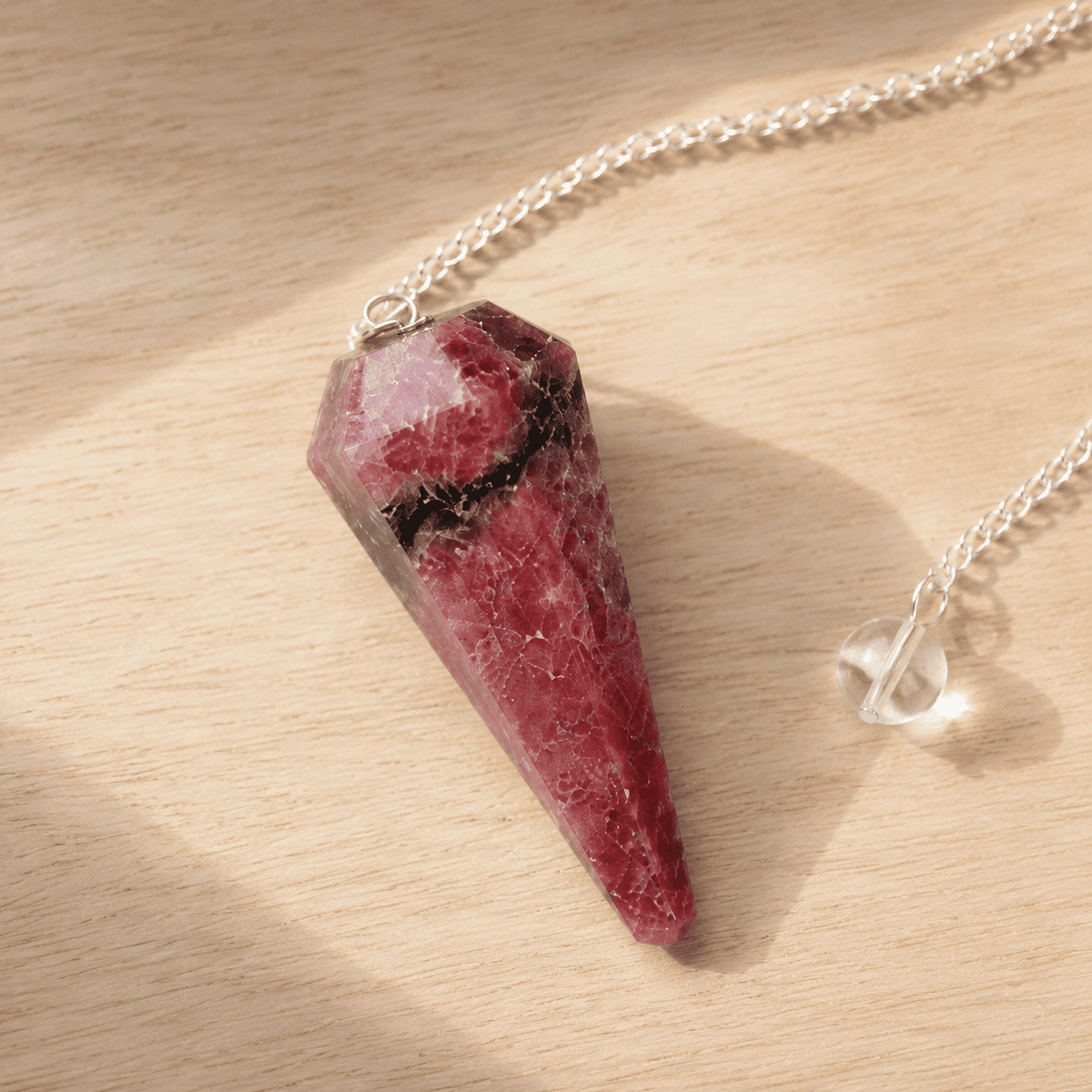 Rhodonite Faceted Hexagon Pendulum, Crystal Pendulum – Thorn & Thimble