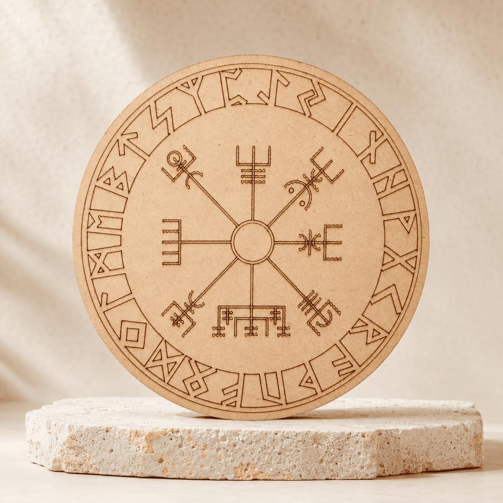 Norse Runes Crystal Grid Board, Wooden 6" Vegvisir Grid Plate – Thorn & Thimble