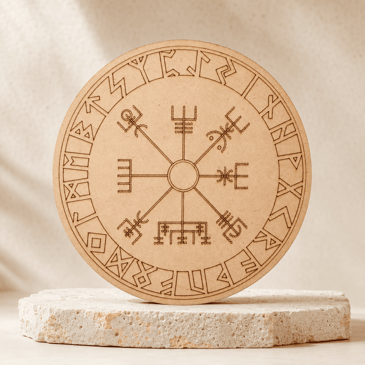 Norse Runes Crystal Grid Board, Wooden 6" Vegvisir Grid Plate – Thorn & Thimble