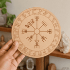 Norse Runes Crystal Grid Board, Wooden 6" Vegvisir Grid Plate – Thorn & Thimble