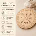 Norse Runes Crystal Grid Board, Wooden 6" Vegvisir Grid Plate – Thorn & Thimble