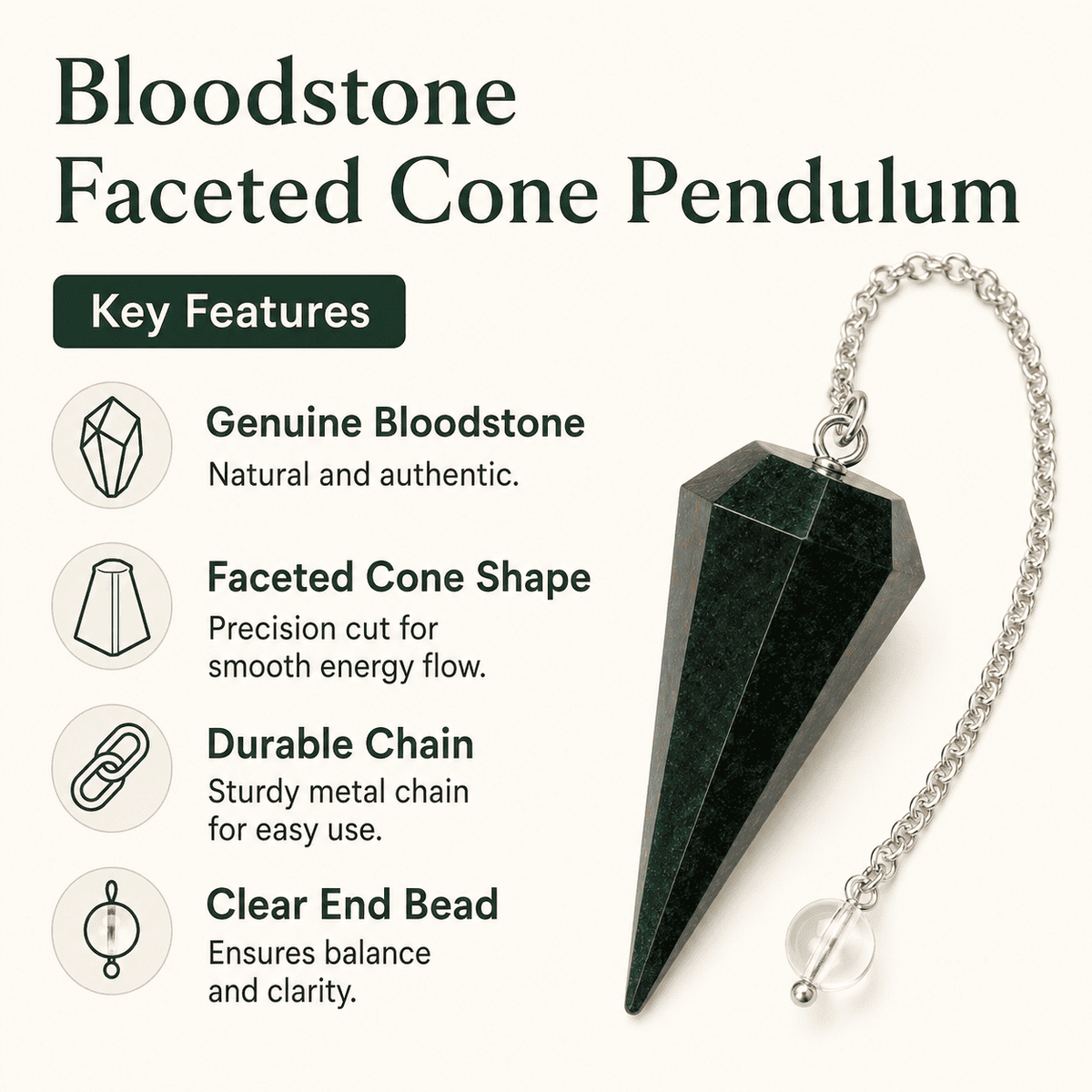 Bloodstone Faceted Crystal Pendulum – Thorn & Thimble