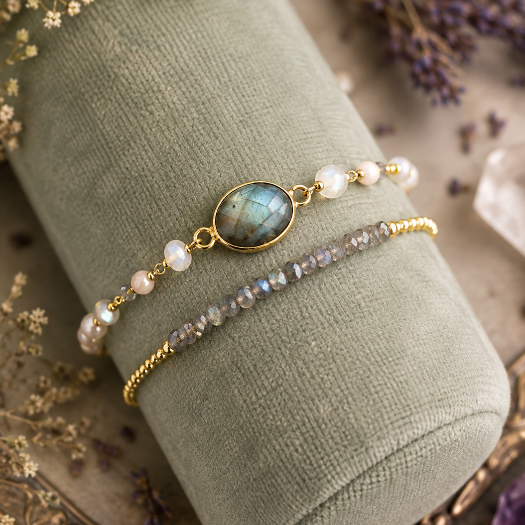 Labradorite Bracelet Set