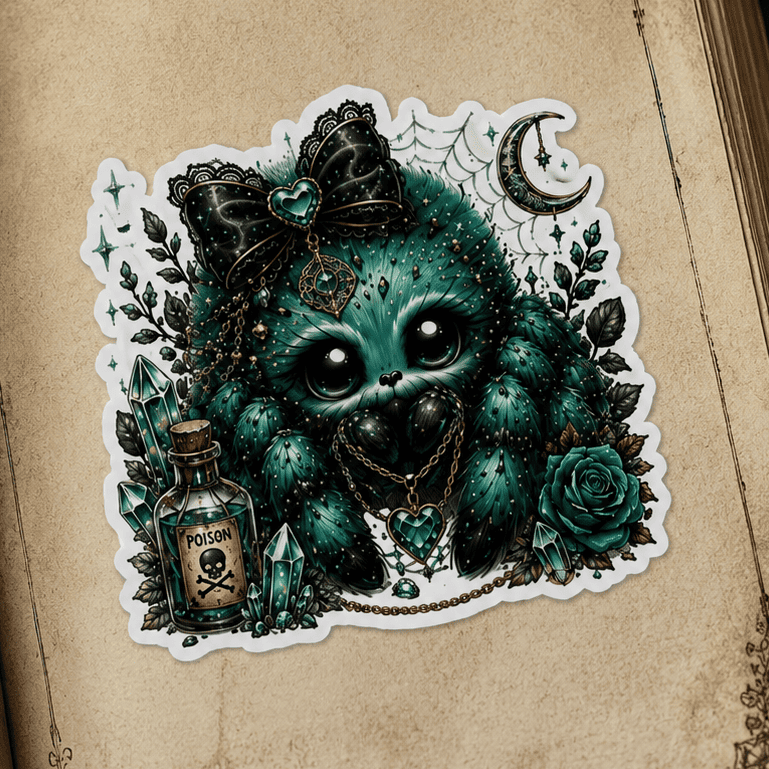 Green Sweet Little Spider Cute Gothic Vinyl Sticker – Thorn & Thimble
