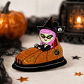 Bumper Car with Little Witch Brooch by Laliblue – Retro Kitschy Statement Brooch for Collectors