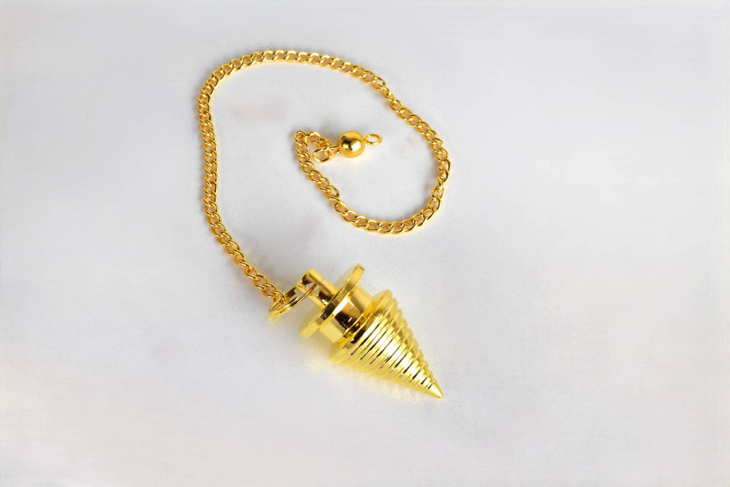 Brass Divination Pendulum – Gold Cone or Silver Ball – Thorn & Thimble