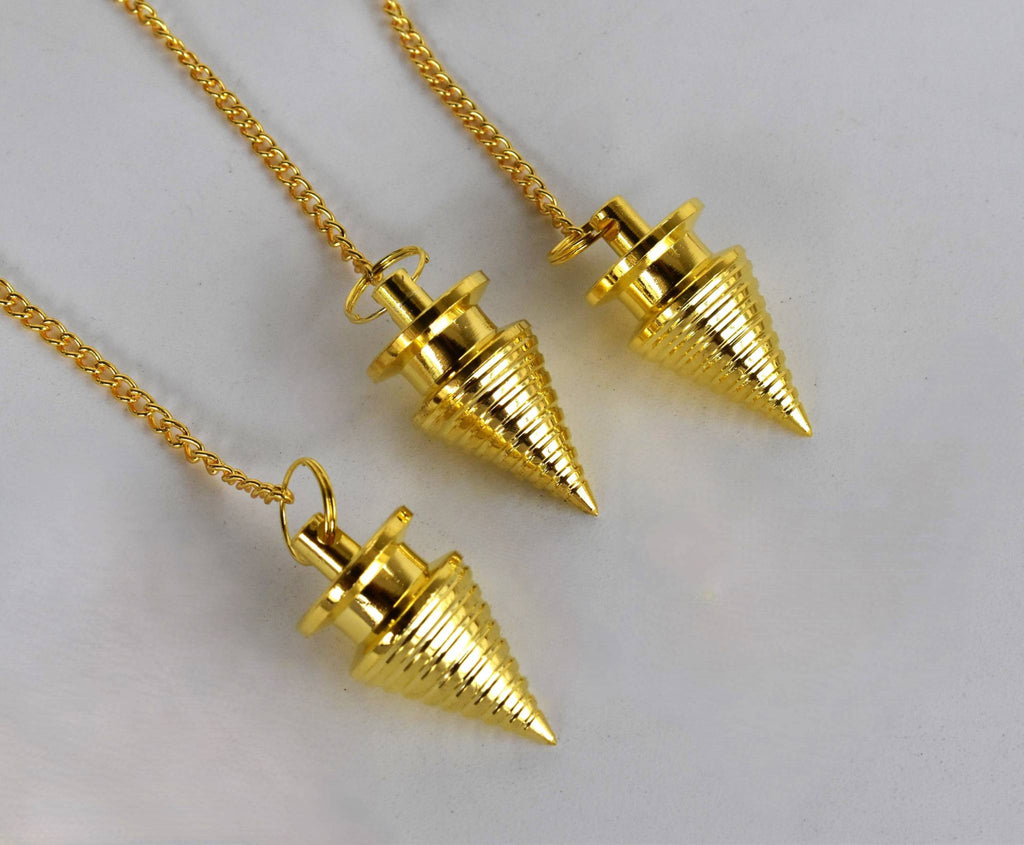 Brass Divination Pendulum – Gold Cone or Silver Ball – Thorn & Thimble