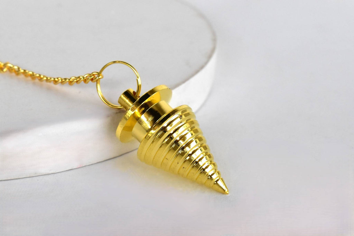Brass Divination Pendulum – Gold Cone or Silver Ball – Thorn & Thimble