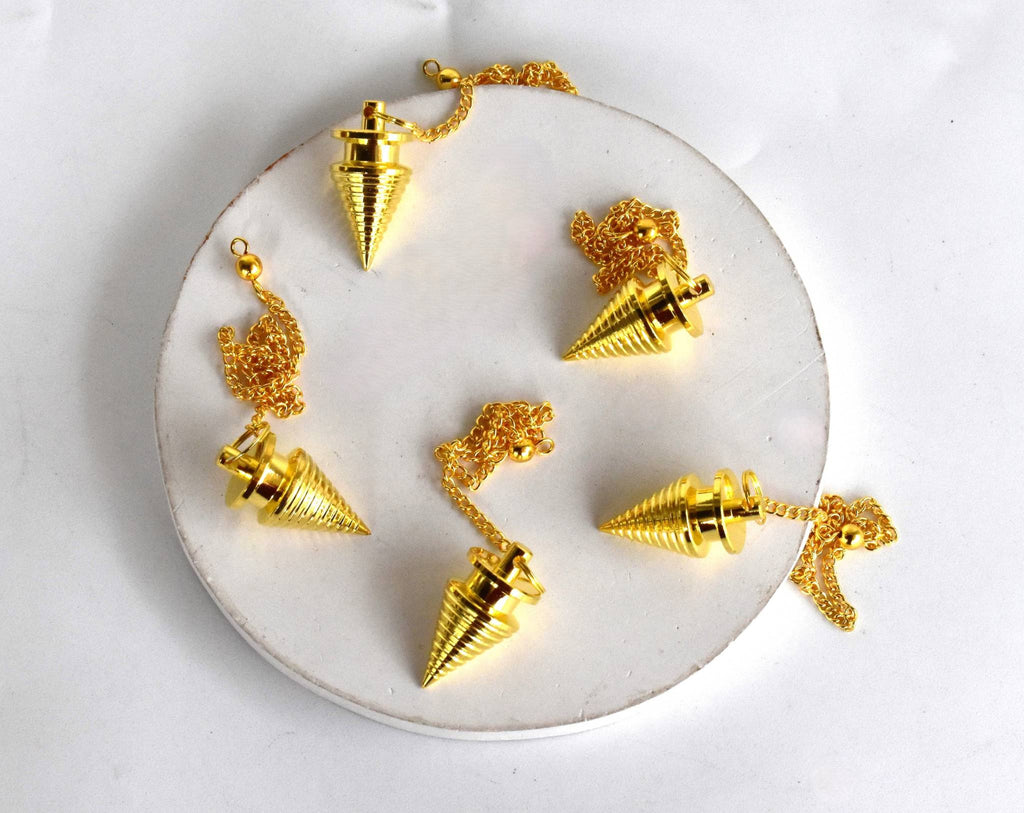 Brass Divination Pendulum – Gold Cone or Silver Ball – Thorn & Thimble