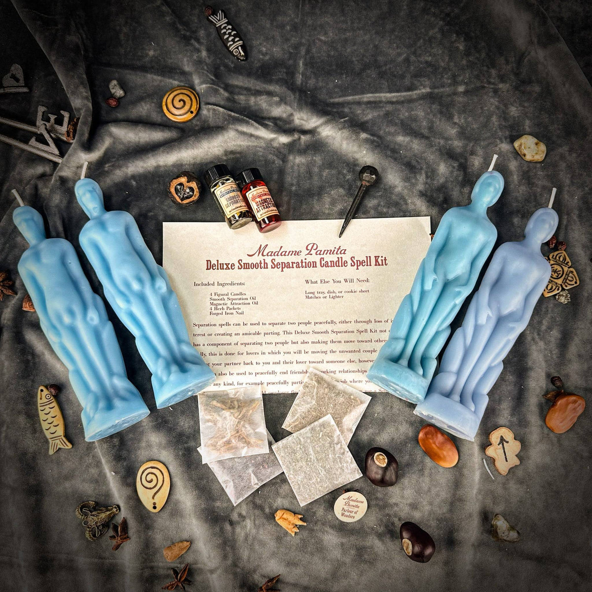 Deluxe Smooth Separation Candle Spell Kit – Gender Neutral/Male Figures – Thorn & Thimble