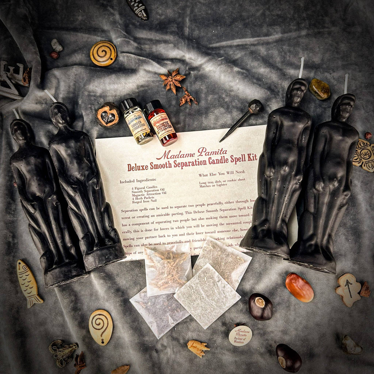 Deluxe Smooth Separation Candle Spell Kit – Gender Neutral/Male Figures – Thorn & Thimble