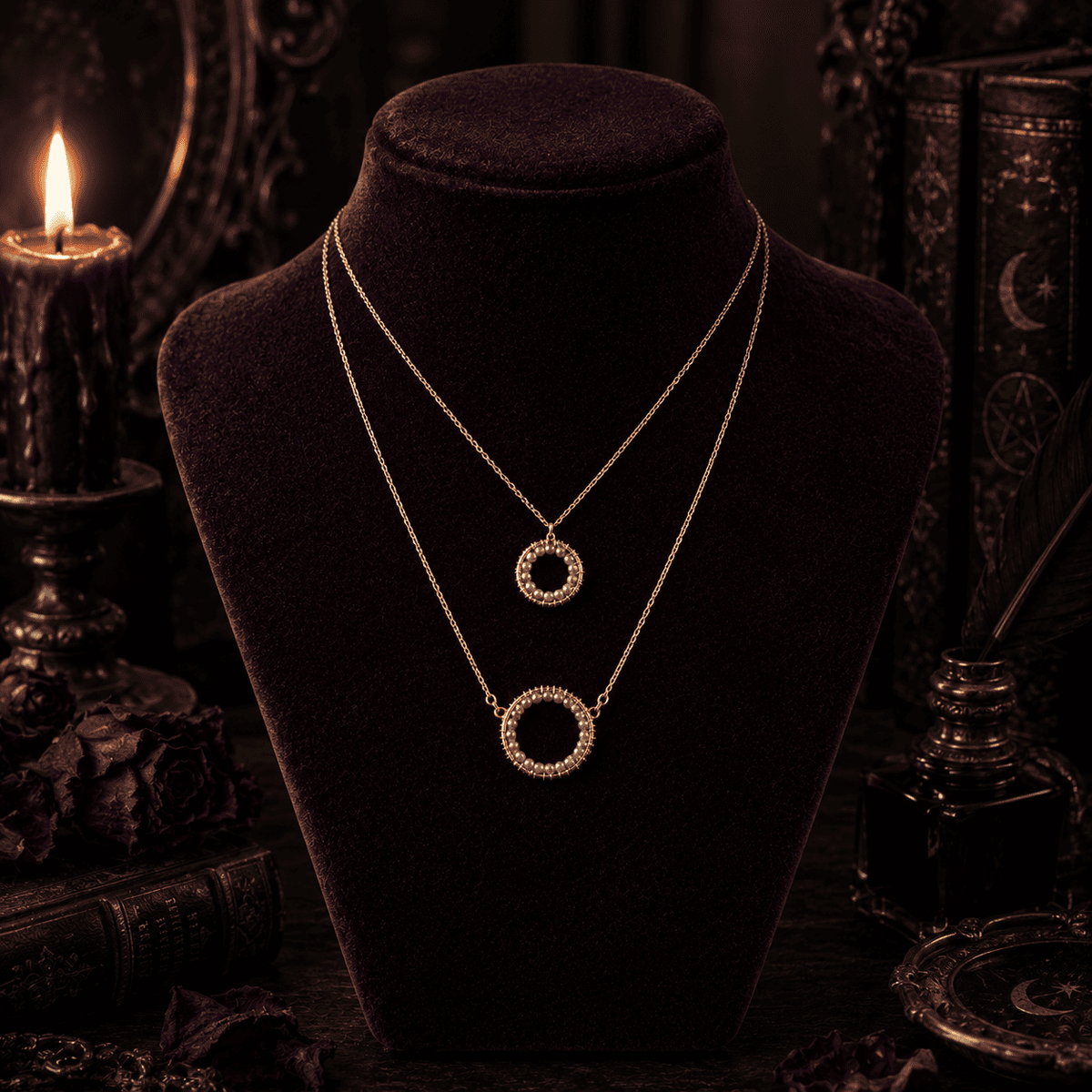 Labradorite Halo Necklace for Layering – Thorn & Thimble