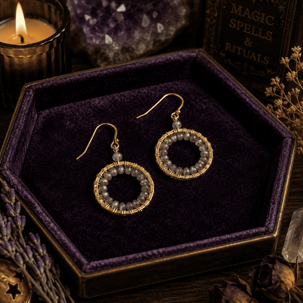 Labradorite Mini Halo Drop Earrings – Thorn & Thimble