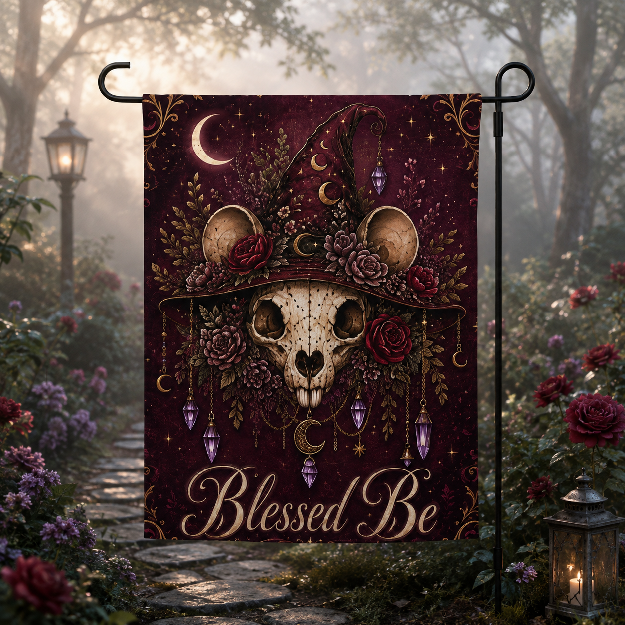 Mouse Skull Garden flag