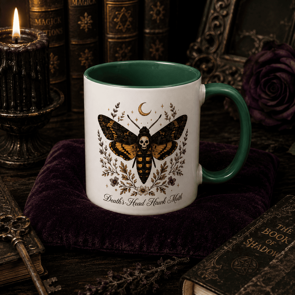 Death’s-Head Hawkmoth Gothic Botanical Ceramic Mug – Thorn & Thimble