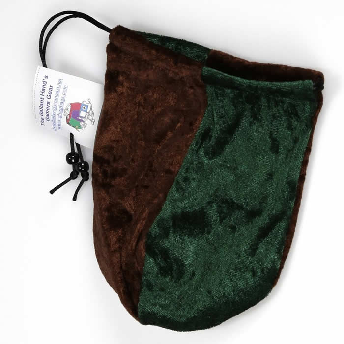 Brown and Forest Green Velvet Dice Bag – Drawstring