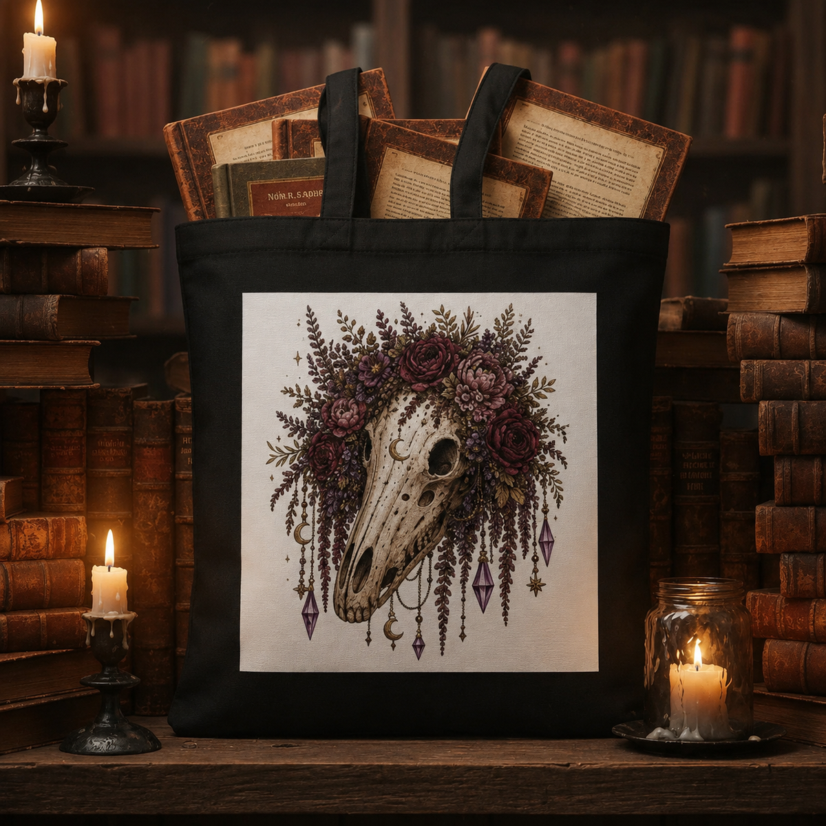 Horse Skull Gothic Botanical Eco Tote Bag – Thorn & Thimble