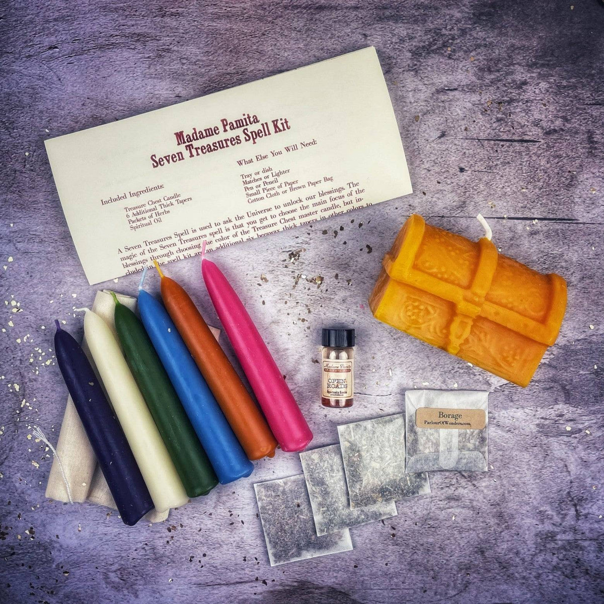 Seven Treasures Candle Spell Kit – Thorn & Thimble
