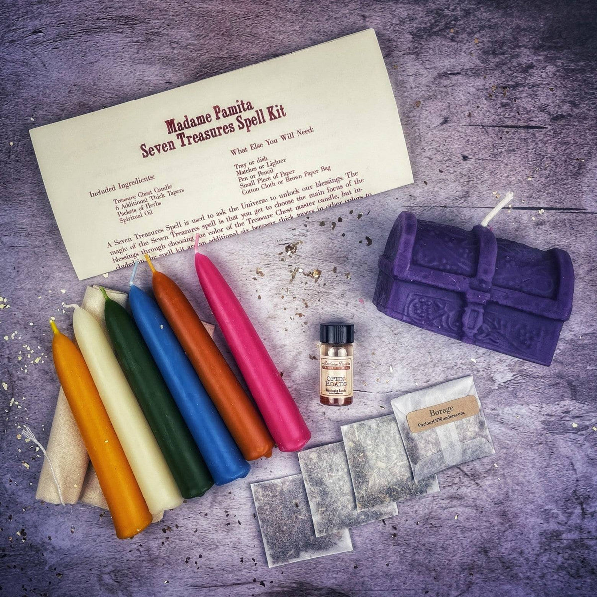 Seven Treasures Candle Spell Kit – Thorn & Thimble
