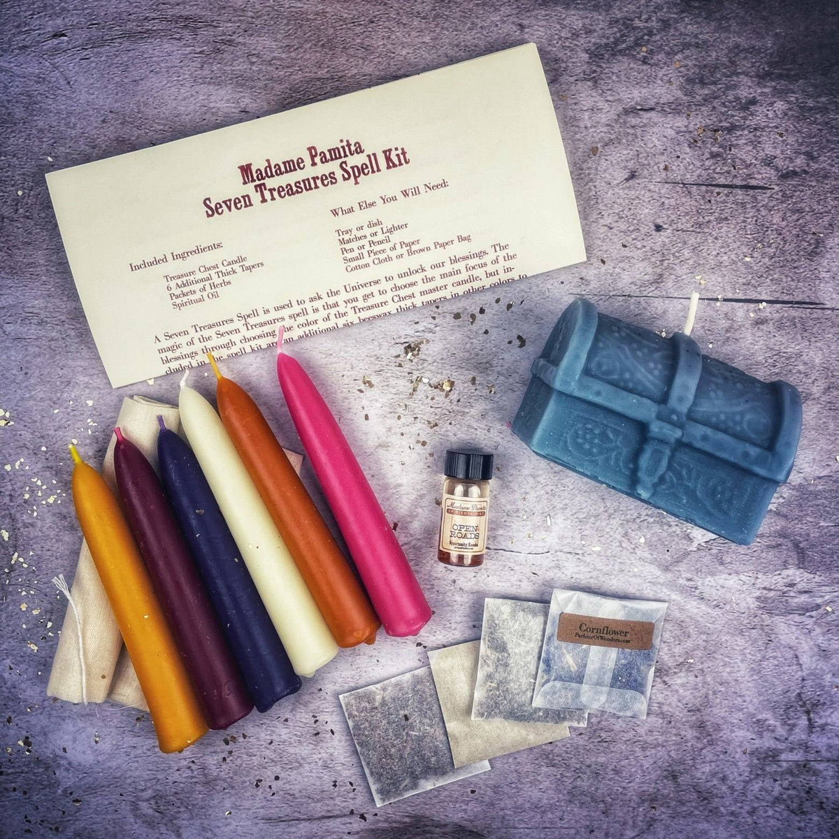 Seven Treasures Candle Spell Kit – Thorn & Thimble