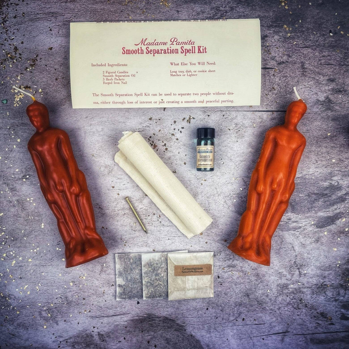 Smooth Separation Candle Spell Kit – Male/Male Figures – Thorn & Thimble