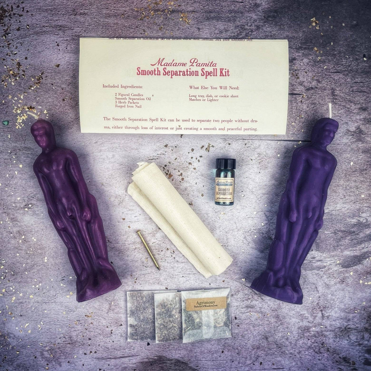 Smooth Separation Candle Spell Kit – Male/Male Figures – Thorn & Thimble