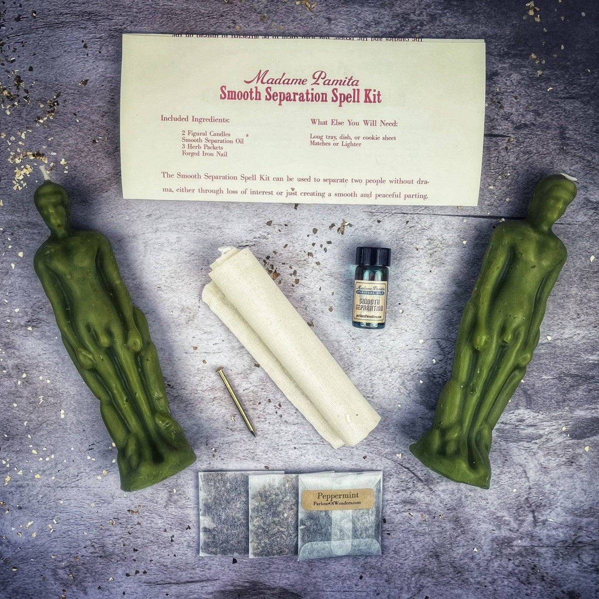 Smooth Separation Candle Spell Kit – Male/Male Figures – Thorn & Thimble