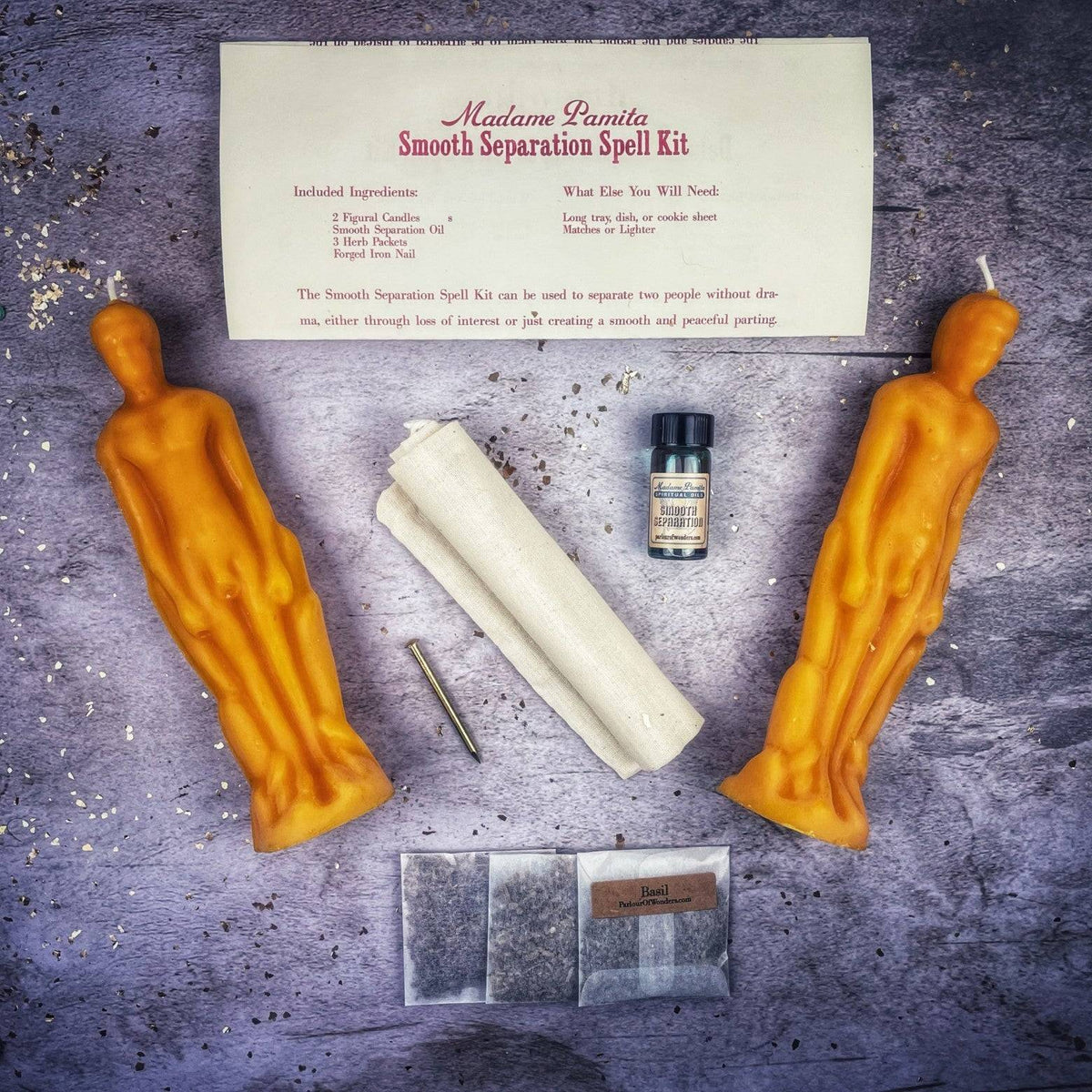 Smooth Separation Candle Spell Kit – Male/Male Figures – Thorn & Thimble