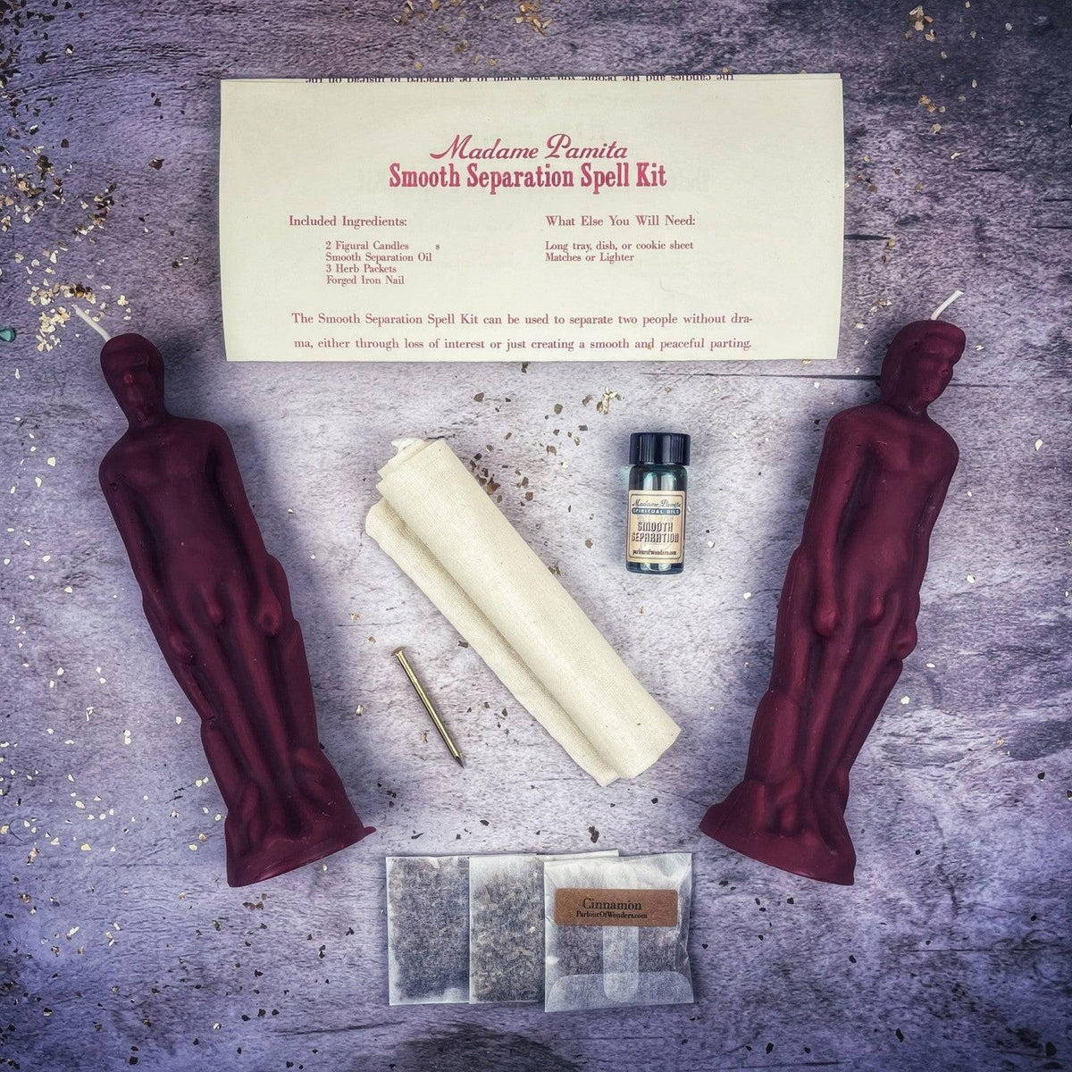Smooth Separation Candle Spell Kit – Male/Male Figures – Thorn & Thimble