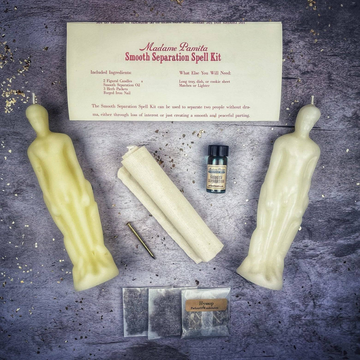 Smooth Separation Candle Spell Kit – Male/Male Figures – Thorn & Thimble