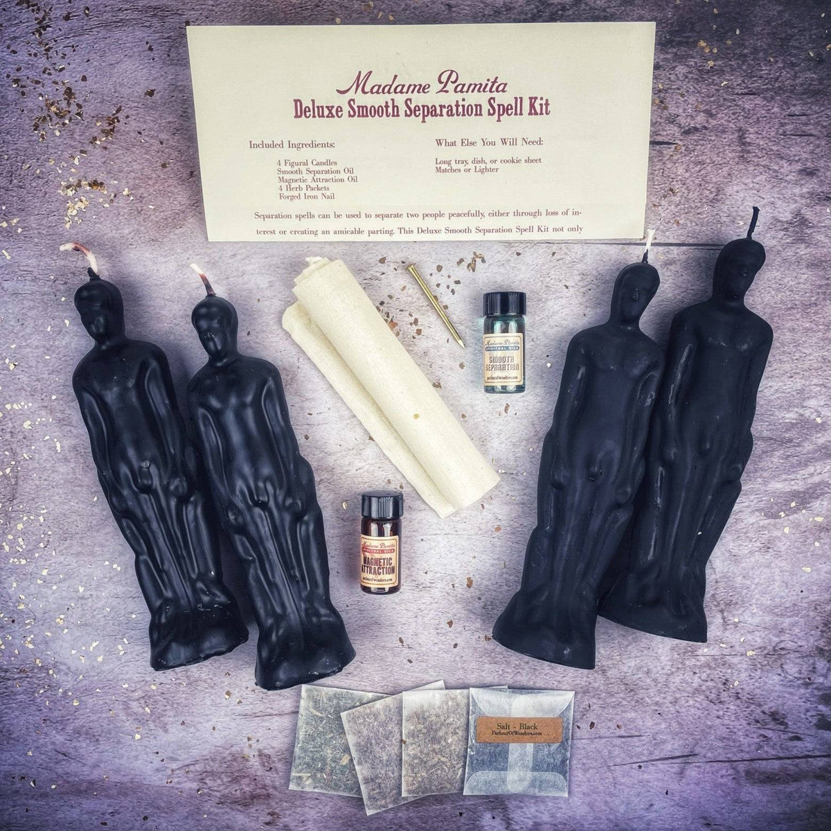 Deluxe Smooth Separation Candle Spell Kit – Male/Male Figures – Thorn & Thimble