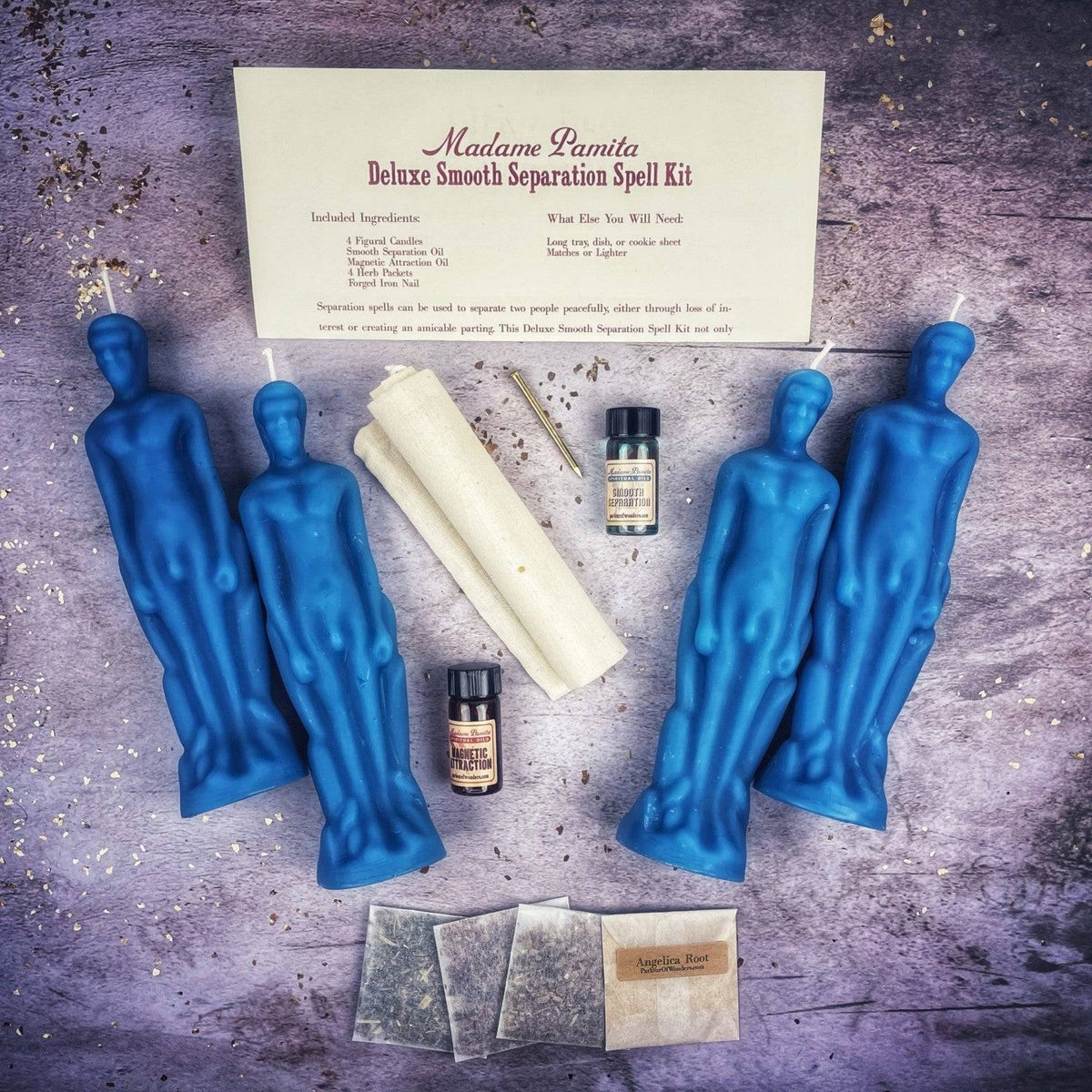 Deluxe Smooth Separation Candle Spell Kit – Male/Male Figures – Thorn & Thimble