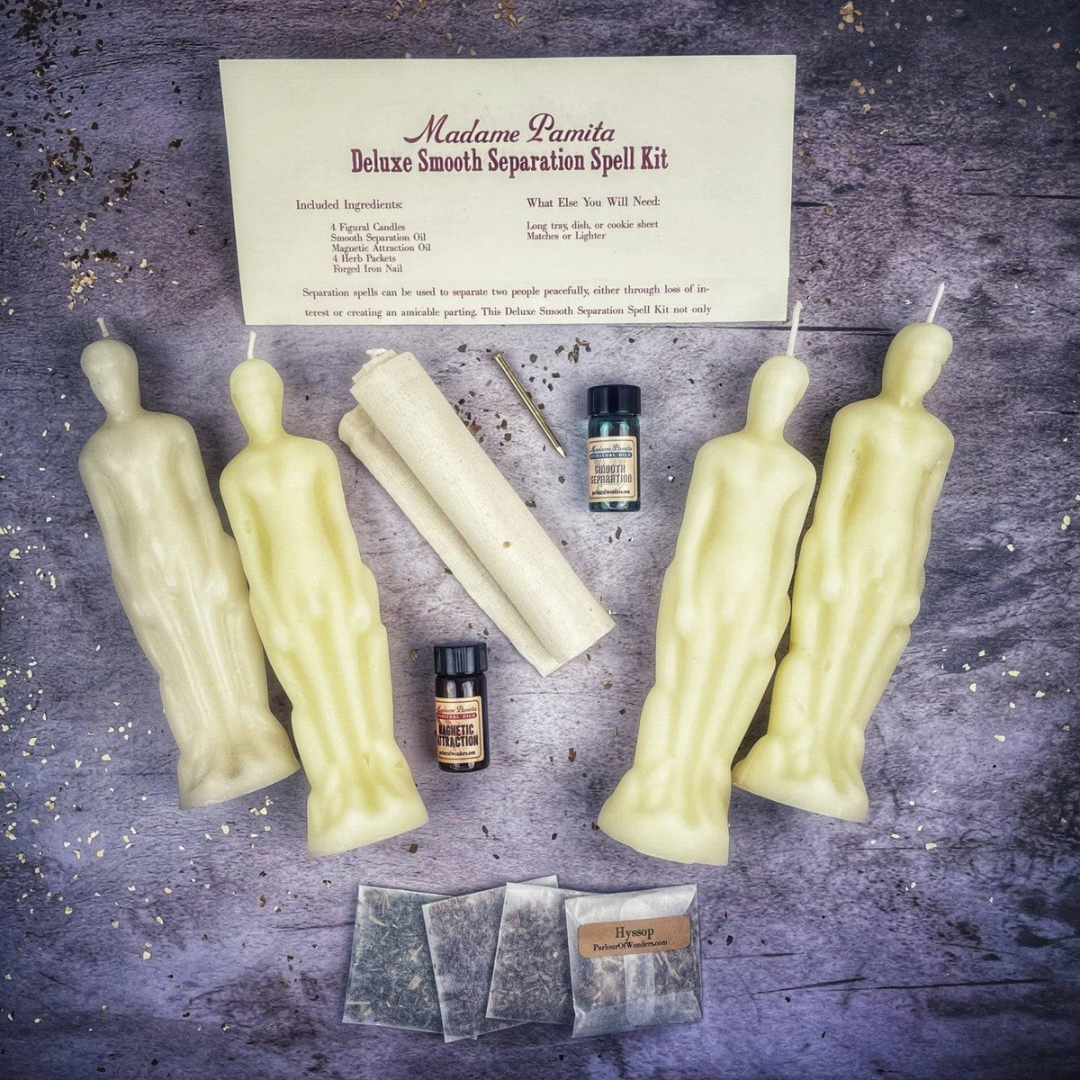 Deluxe Smooth Separation Candle Spell Kit – Male/Male Figures – Thorn & Thimble