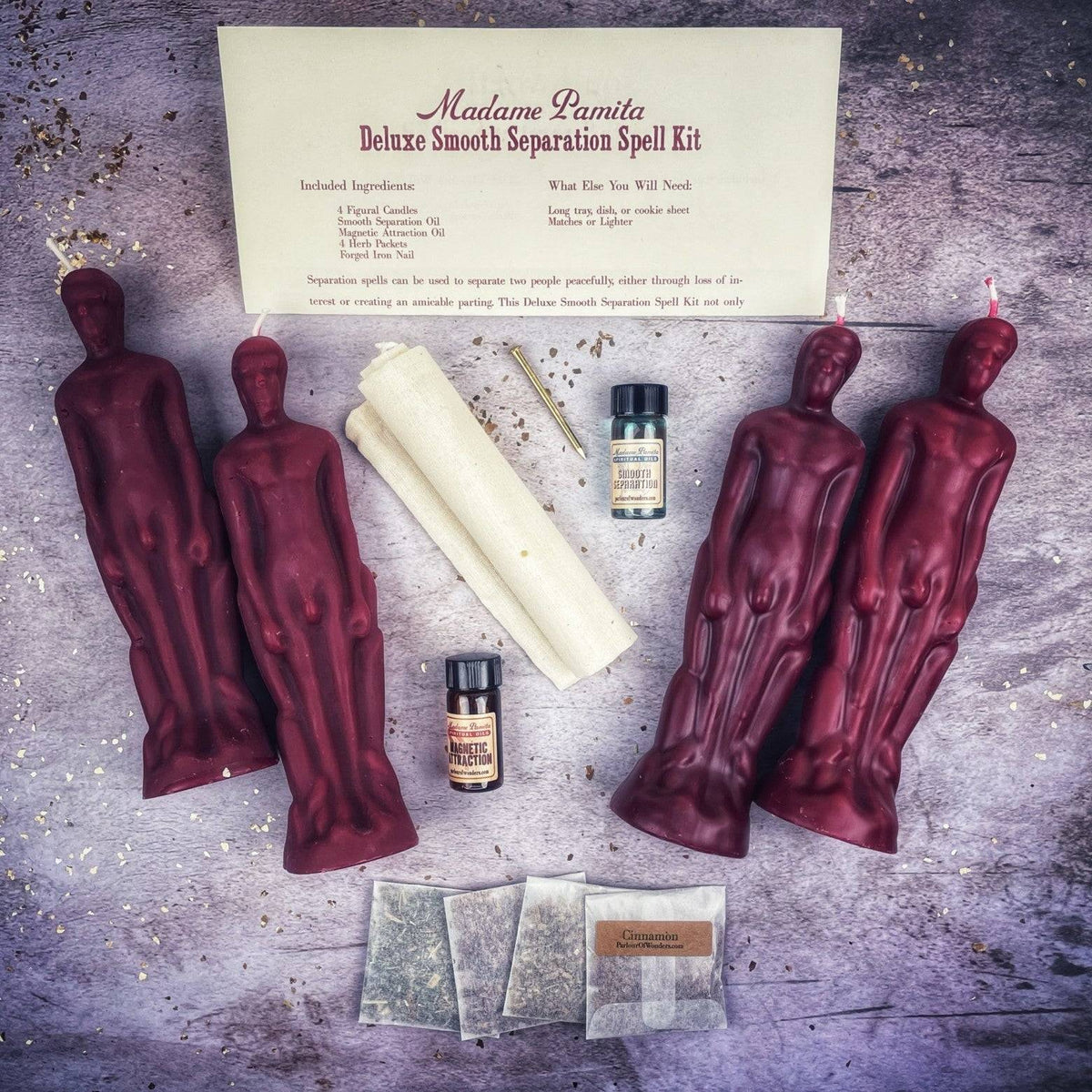 Deluxe Smooth Separation Candle Spell Kit – Male/Male Figures – Thorn & Thimble