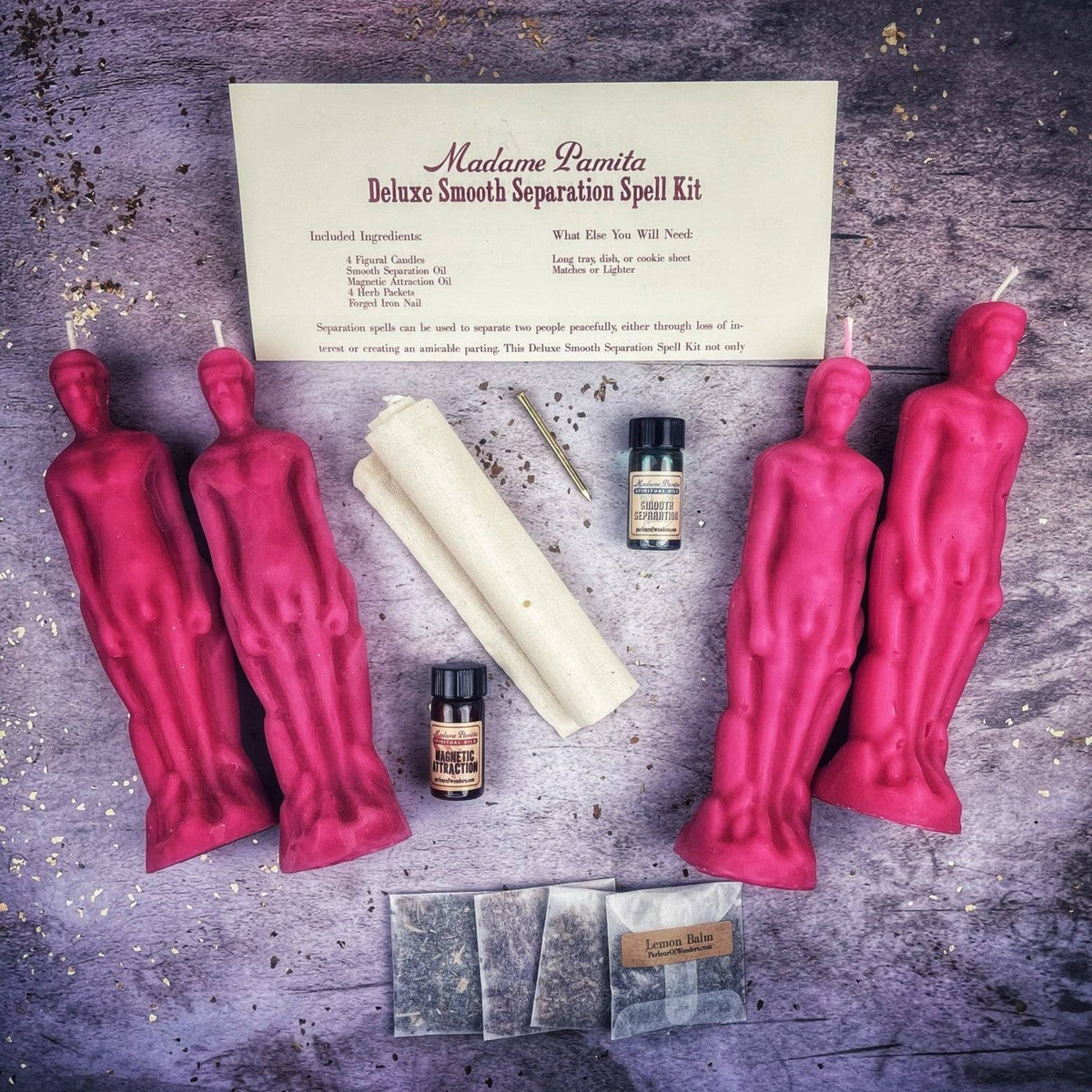 Deluxe Smooth Separation Candle Spell Kit – Male/Male Figures – Thorn & Thimble