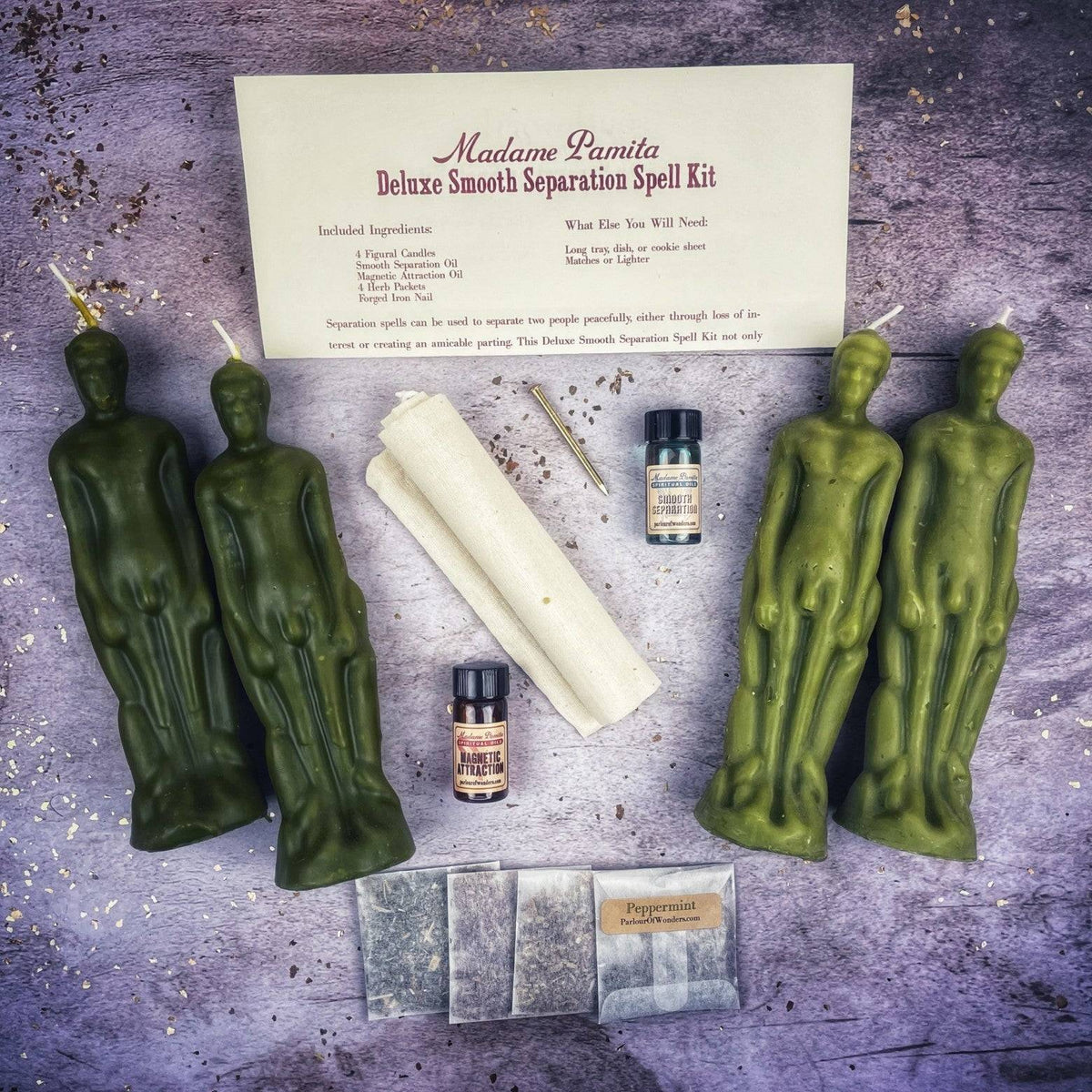 Deluxe Smooth Separation Candle Spell Kit – Male/Male Figures – Thorn & Thimble