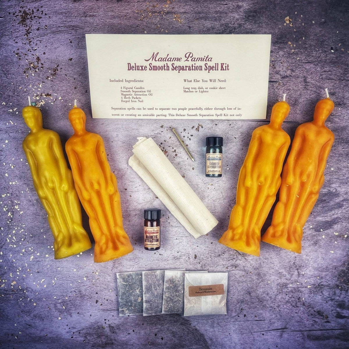 Deluxe Smooth Separation Candle Spell Kit – Male/Male Figures – Thorn & Thimble