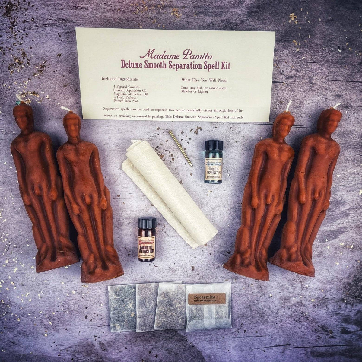 Deluxe Smooth Separation Candle Spell Kit – Male/Male Figures – Thorn & Thimble