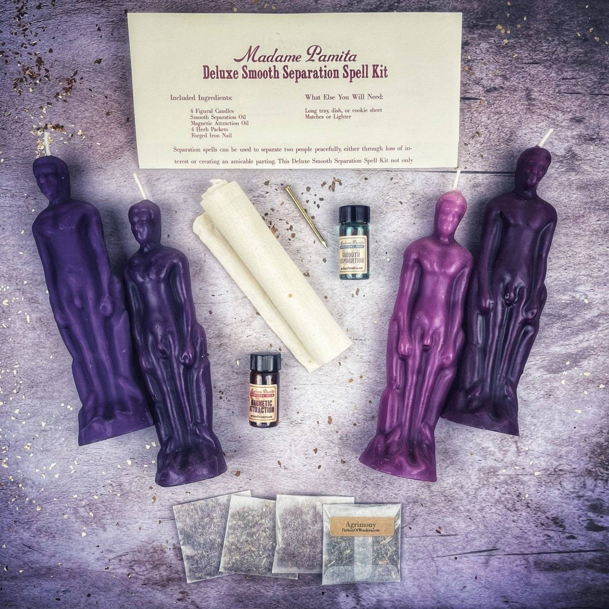 Deluxe Smooth Separation Candle Spell Kit – Male/Male Figures – Thorn & Thimble