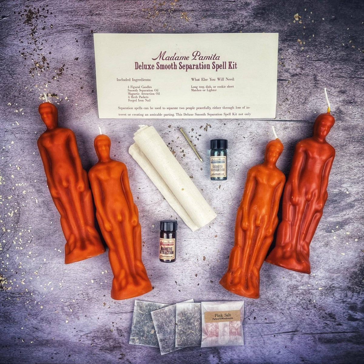 Deluxe Smooth Separation Candle Spell Kit – Male/Male Figures – Thorn & Thimble