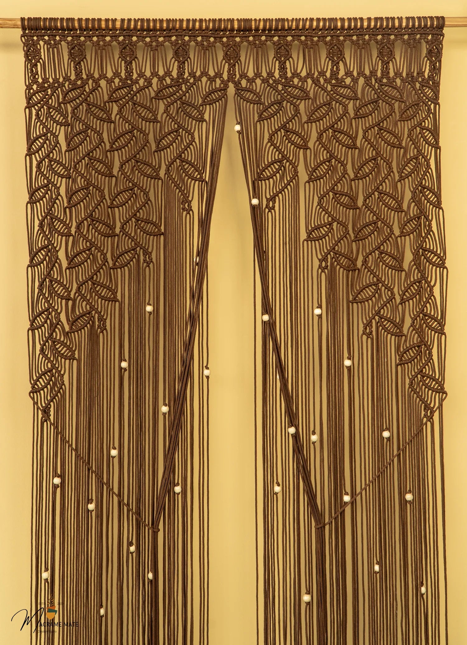 Indigo Brown Macrame Leaf Door Curtain