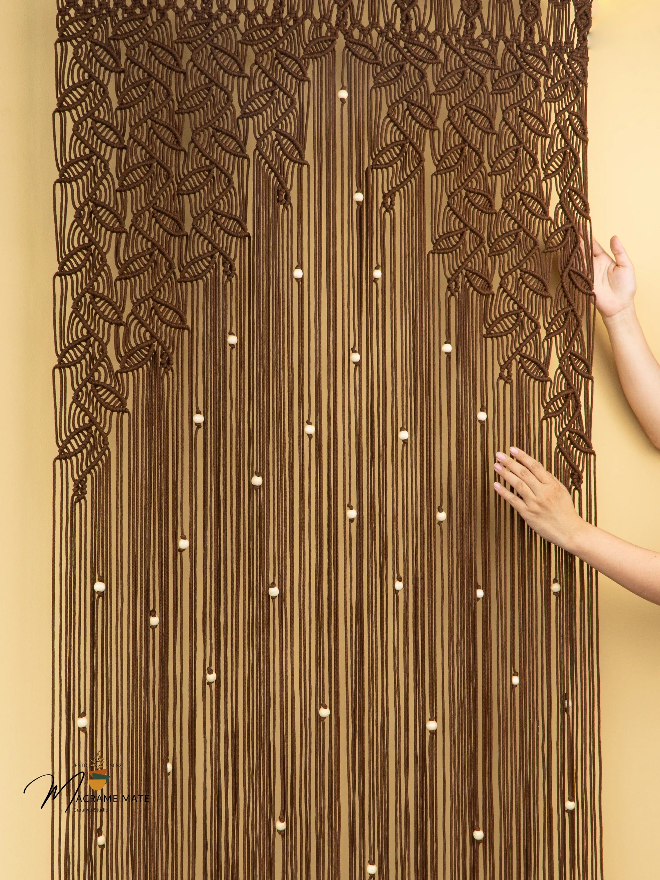 Indigo Brown Macrame Leaf Door Curtain