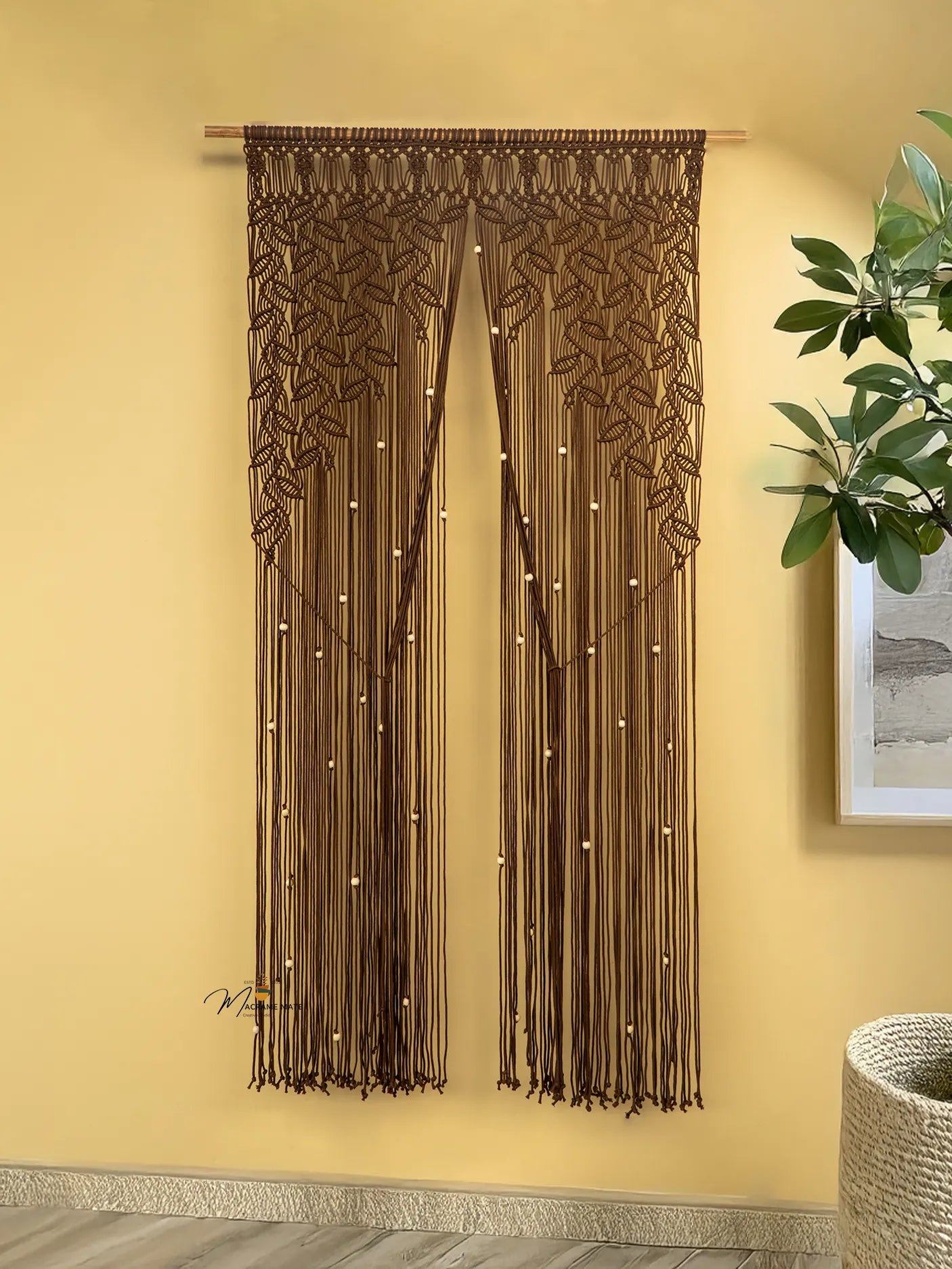 Indigo Brown Macrame Leaf Door Curtain