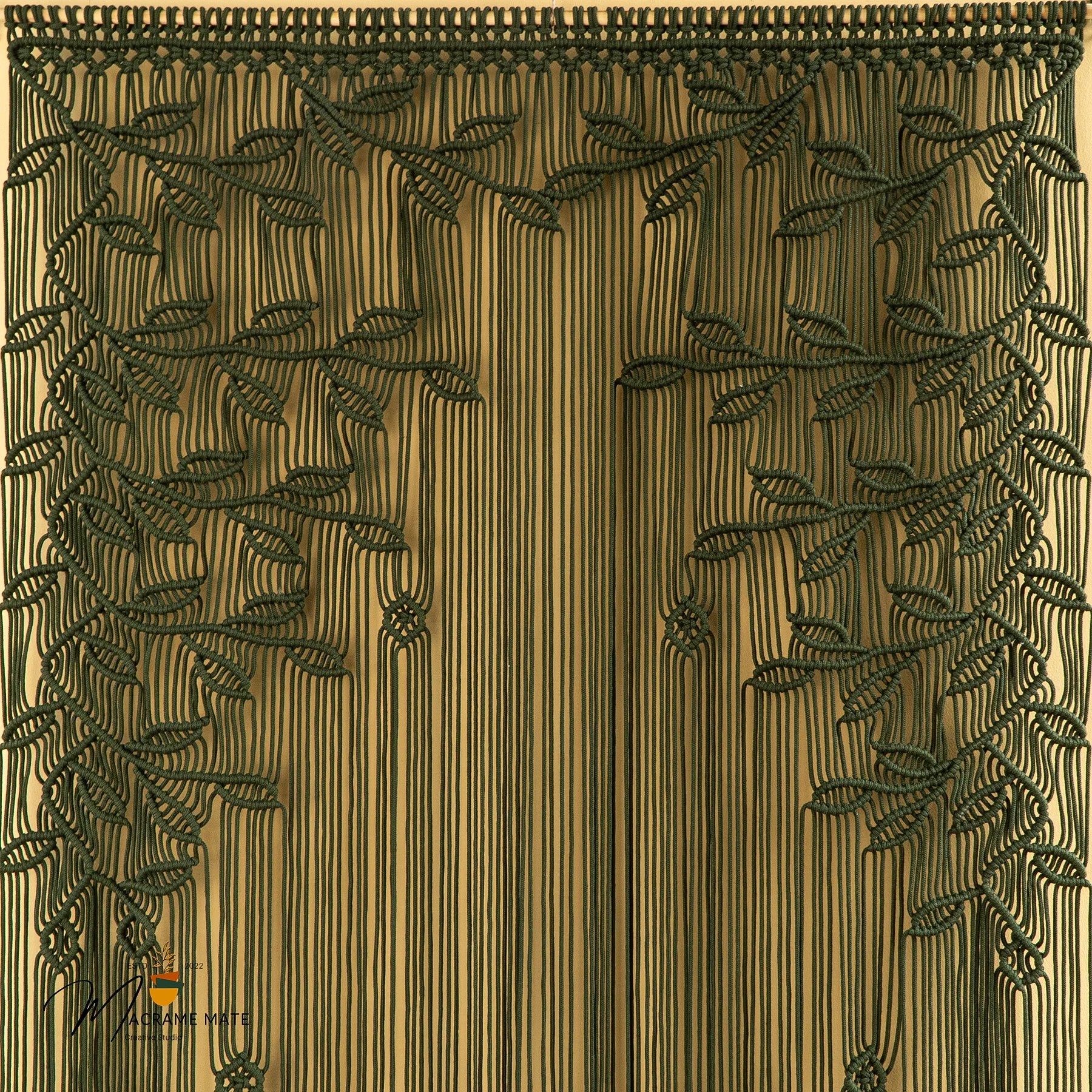 Juno Dark Green Macrame Leaf Door Curtain