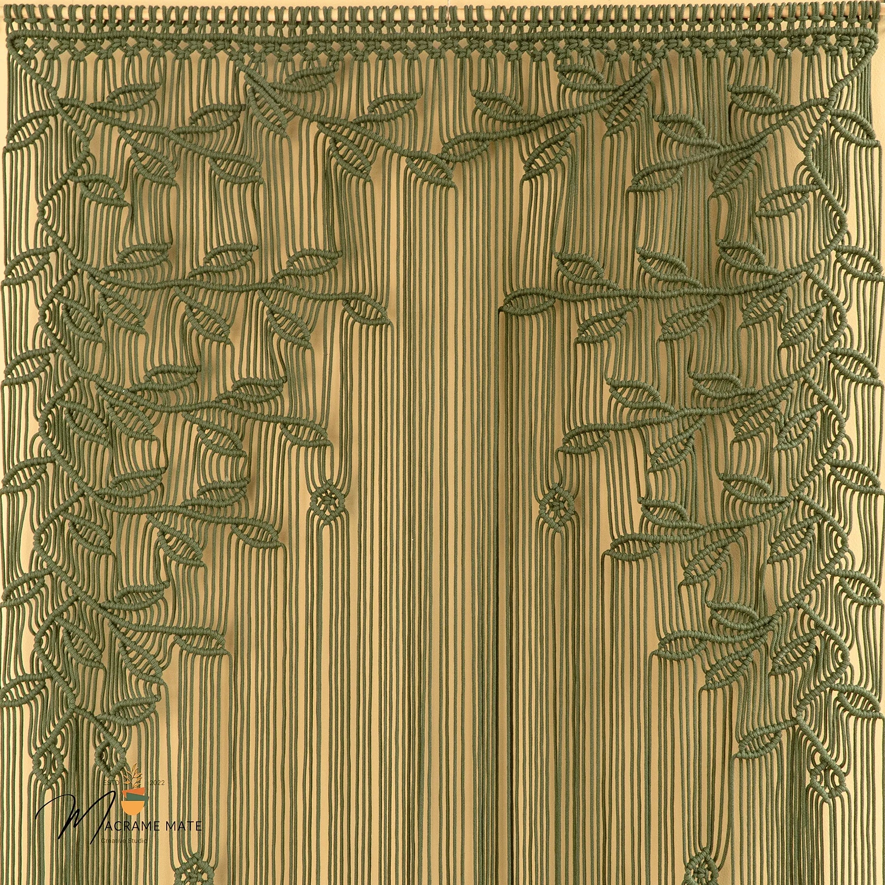 Juno Olive Green Macrame Leaf Door Curtain