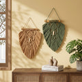 Olive Green and Latte Macrame Leaf Wall Hanging Set