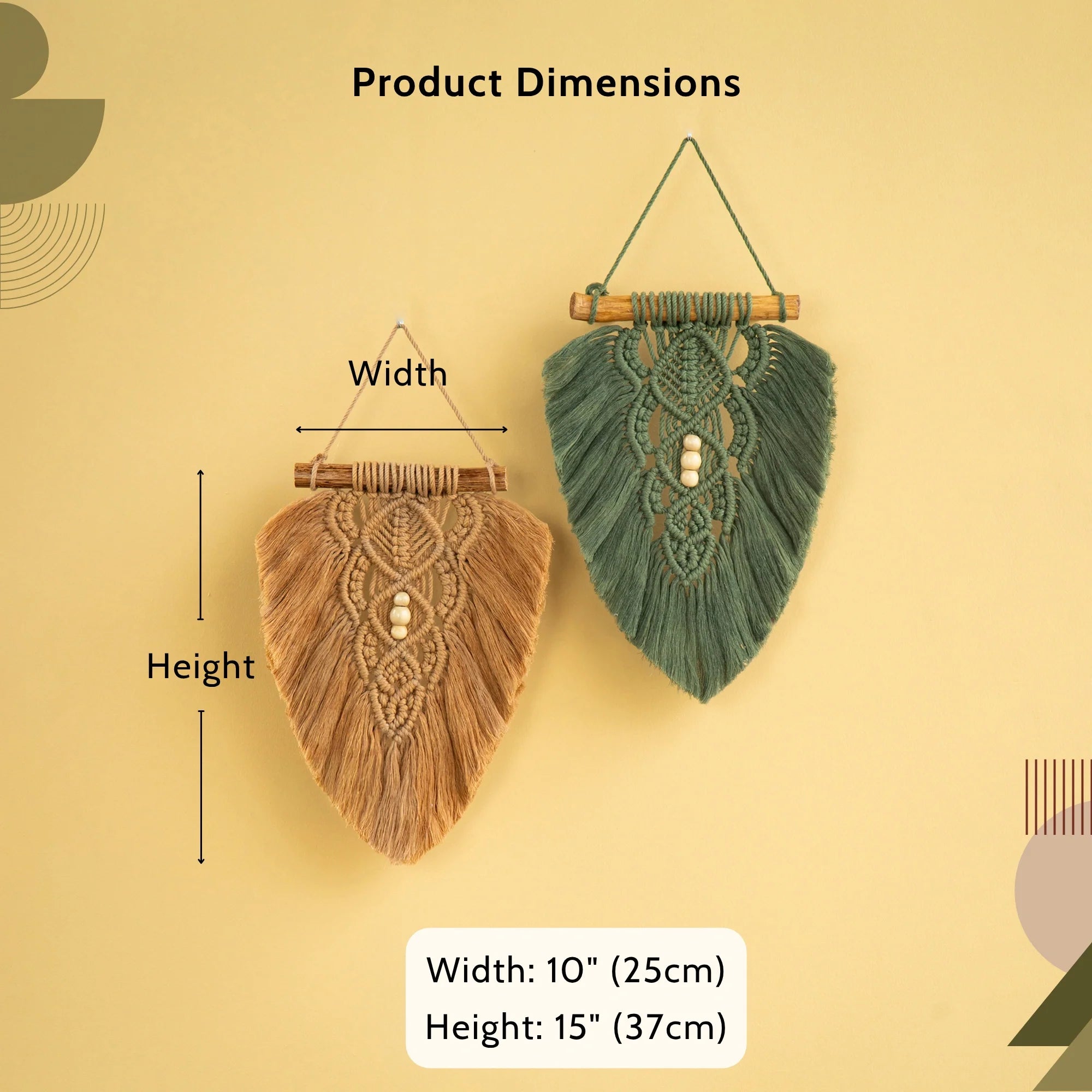 Olive Green and Latte Macrame Leaf Wall Hanging Set