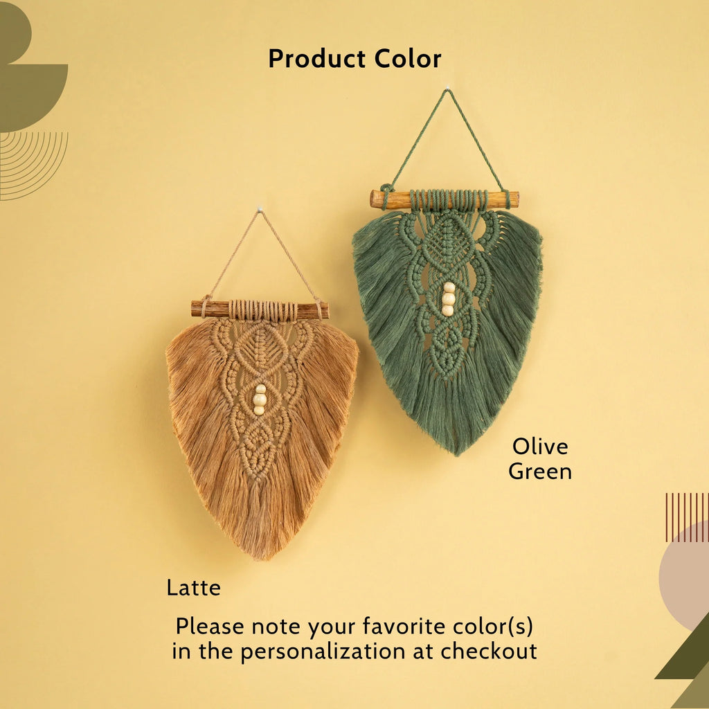 Olive Green and Latte Macrame Leaf Wall Hanging Set