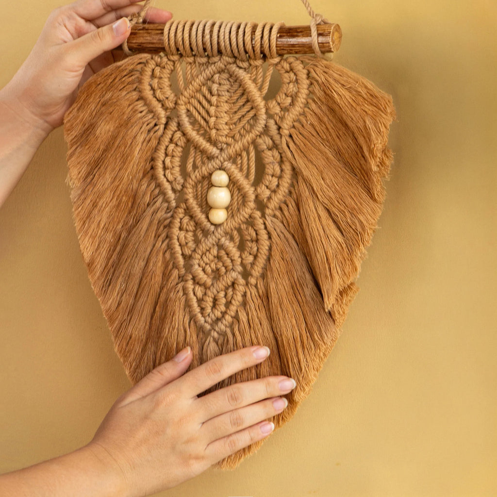 Olive Green and Latte Macrame Leaf Wall Hanging Set