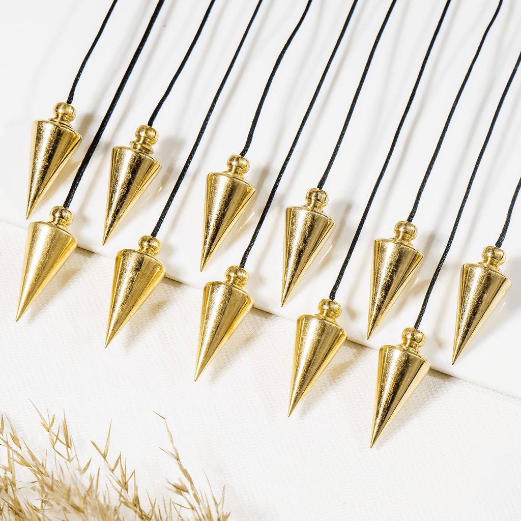 Brass Divination Pendulum – Gold Cone or Silver Ball – Thorn & Thimble